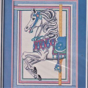 Vintage Carousel White Horse, Counted Cross Stitch